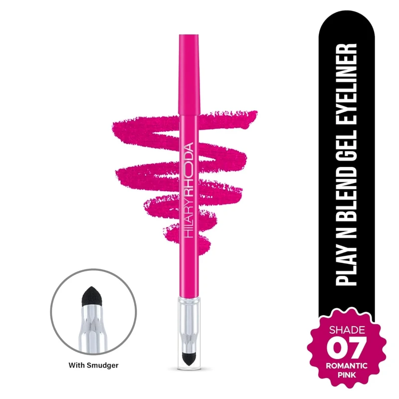 Hilary Rhoda Play n Blend Gel Eyeliner | One Stroke Application | Highly Pigmented | Matte & Shimmer Finish | 2 in 1 Smudger + Eyeliner | Butter Smooth Texture | 1.5g - (Romantic Pink | Shade 07) - Thumbnail 2